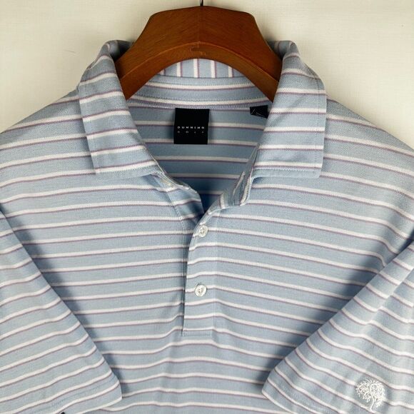 Dunning Men's Size M Performance Golf Polo Shirt Striped Short Sleeve Collared - Picture 1 of 10